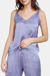 Zivame Paradise Garden Woven Pyjama Set - Chalk Violet — thumbnail 5